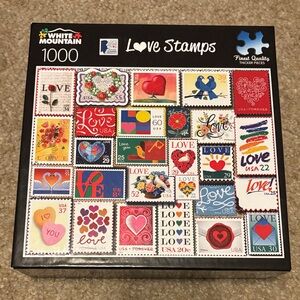 White Mountain Love Stamps Jigsaw Puzzle - Multicolored Stamp Collage